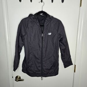 Women's New Balance Black Hooded Windbreaker Jacket Size PM